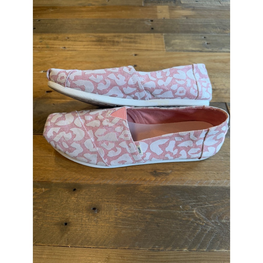 Toms Classic Alpargata Pink Leopard Cheetah Sparkle Canvas Slip On Shoes W9.5